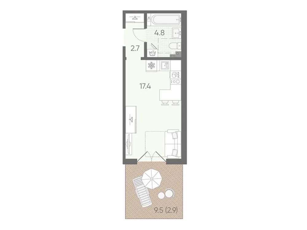 Продается студия, 27,8 м² - Фото 1