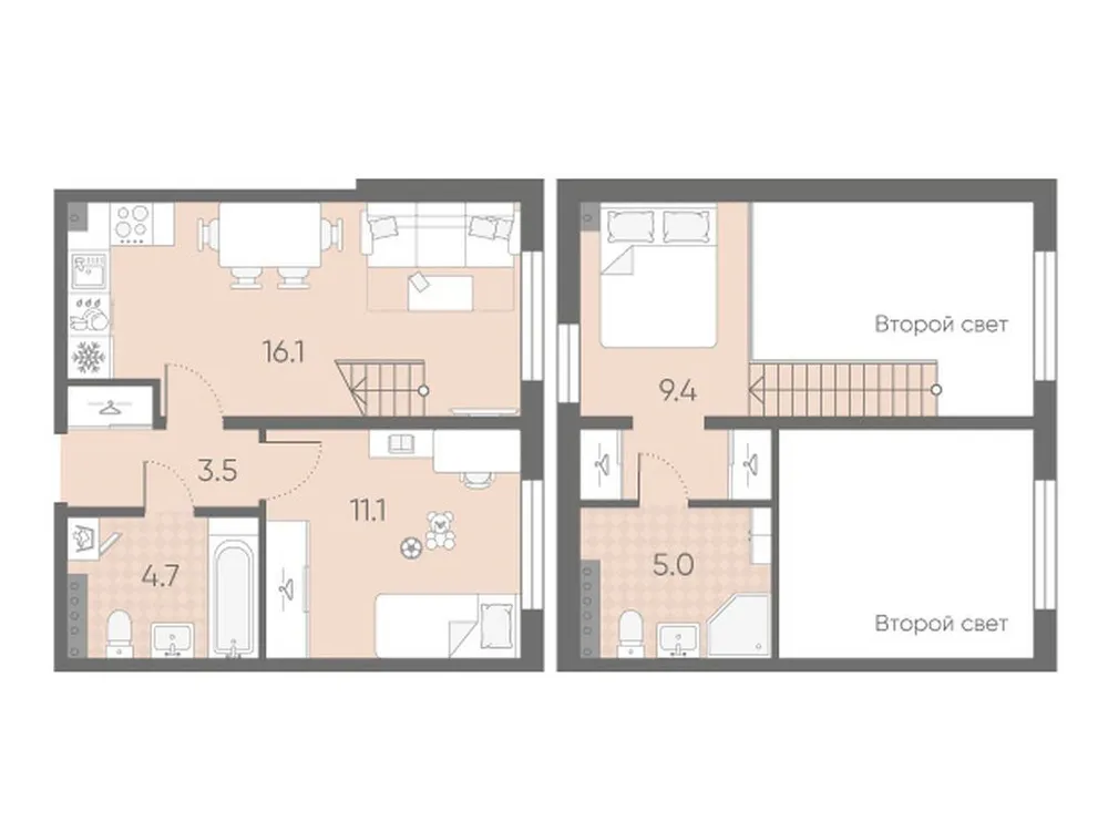 Продается 1-комнатная квартира, 49,8 м² - Фото 1