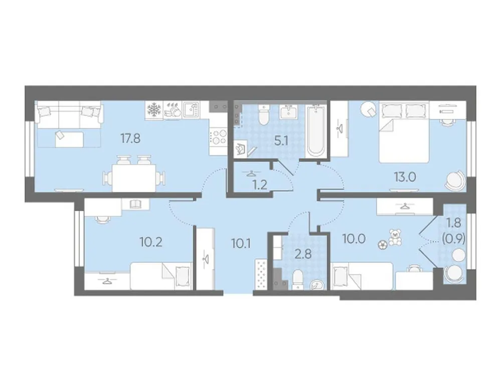 Продается 3-комнатная квартира, 71,1 м² - Фото 1