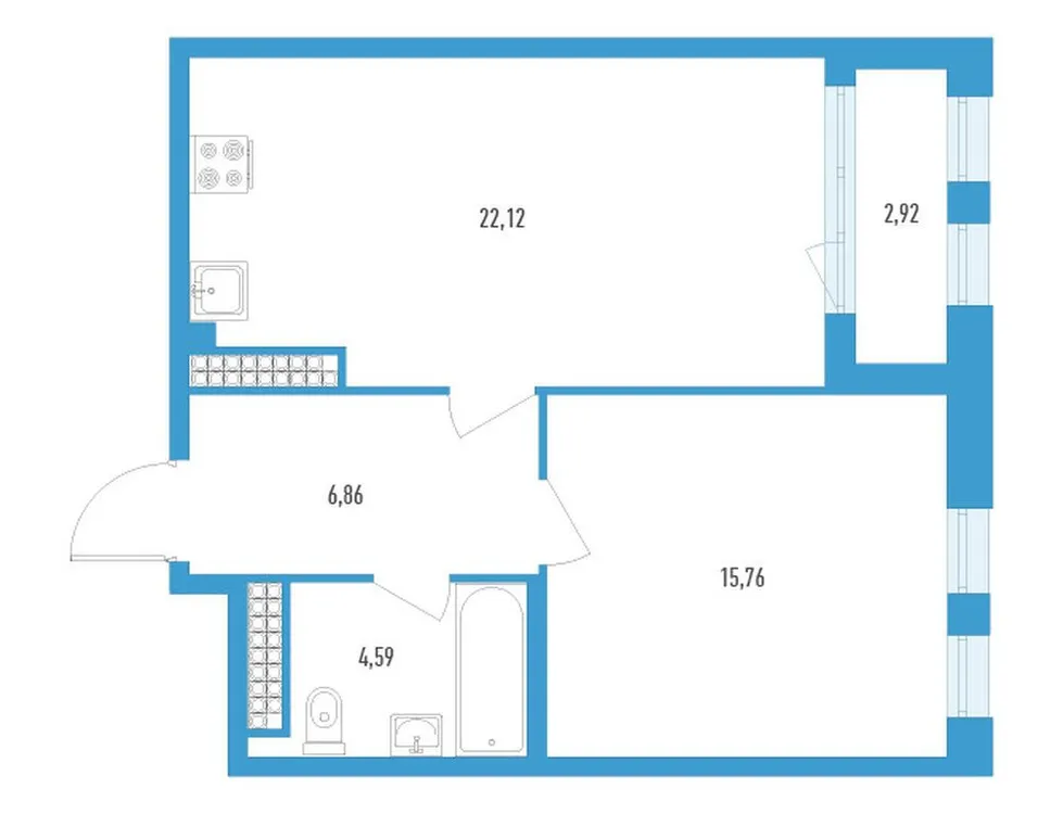 Продается 1-комнатная квартира, 50,8 м² - Фото 1