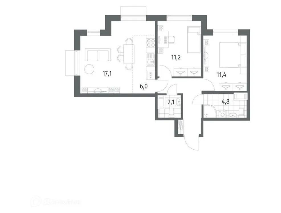 Продается 3-комнатная квартира, 60 м² - Фото 1