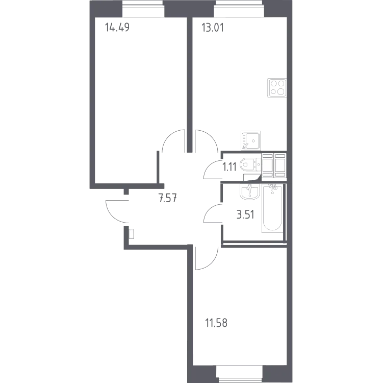 Продается 2-комнатная квартира, 50 м² - Фото 1