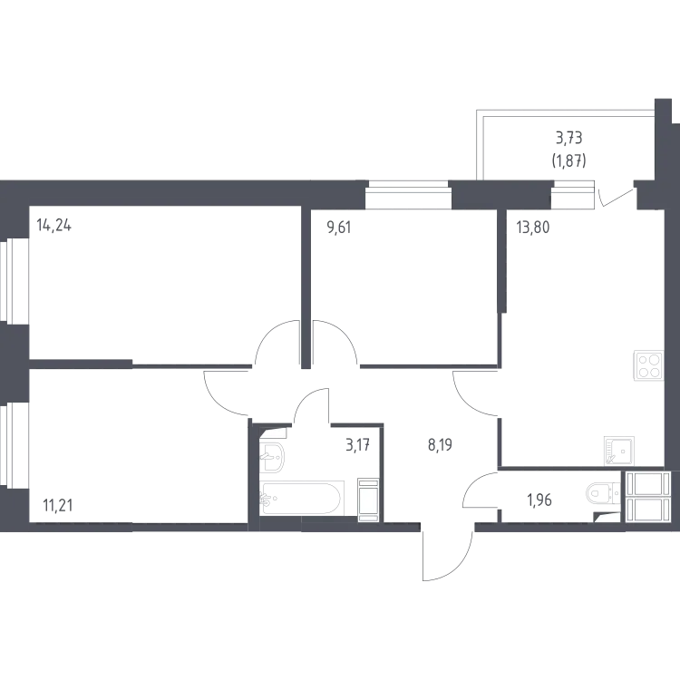 Продается 3-комнатная квартира, 64 м² - Фото 2