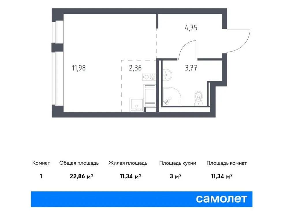 Продается студия, 22,9 м² - Фото 1