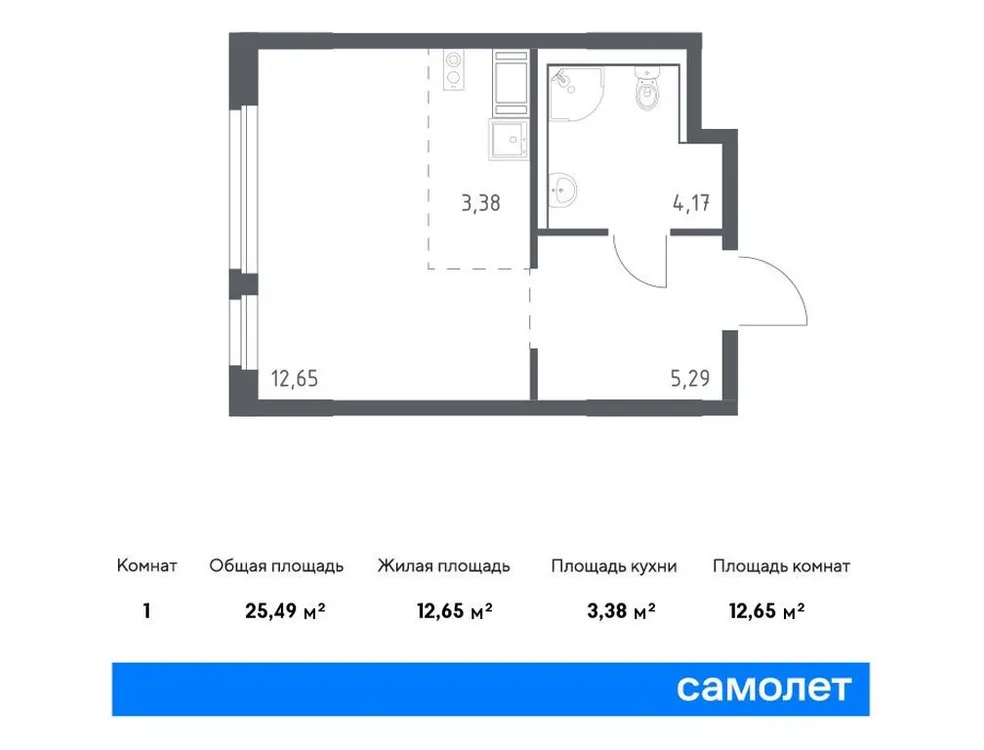 Продается студия, 25,5 м² - Фото 1