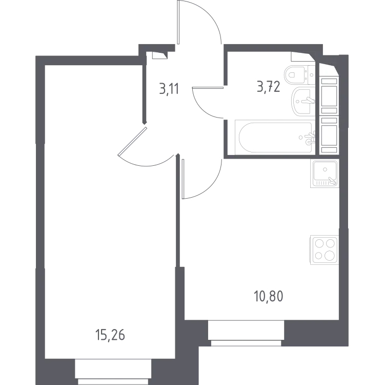 Продается 1-комнатная квартира, 32,9 м² - Фото 1