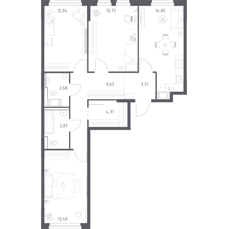 Продается 3-комнатная квартира, 78 м² - Фото 1