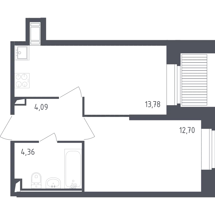Продается 1-комнатная квартира, 34,9 м² - Фото 1