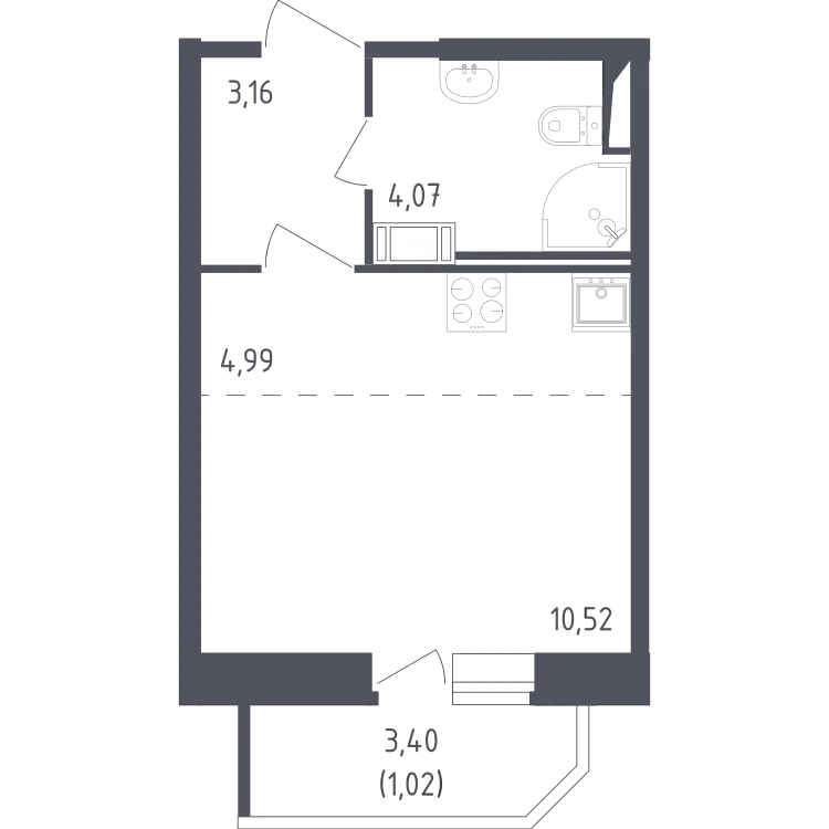 Продается студия, 23,8 м² - Фото 1