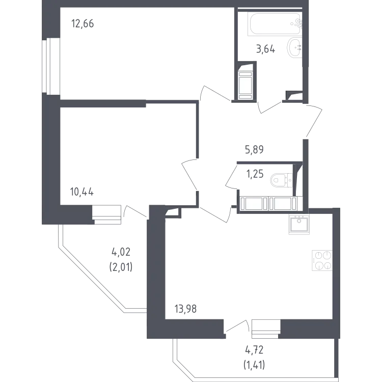 Продается 2-комнатная квартира, 51,3 м² - Фото 1