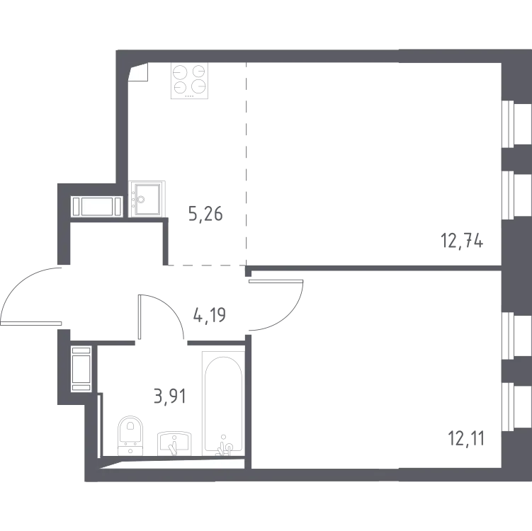 Продается 1-комнатная квартира, 37,5 м² - Фото 1