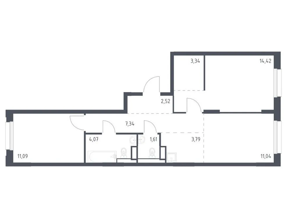 Продается 2-комнатная квартира, 59,2 м² - Фото 1
