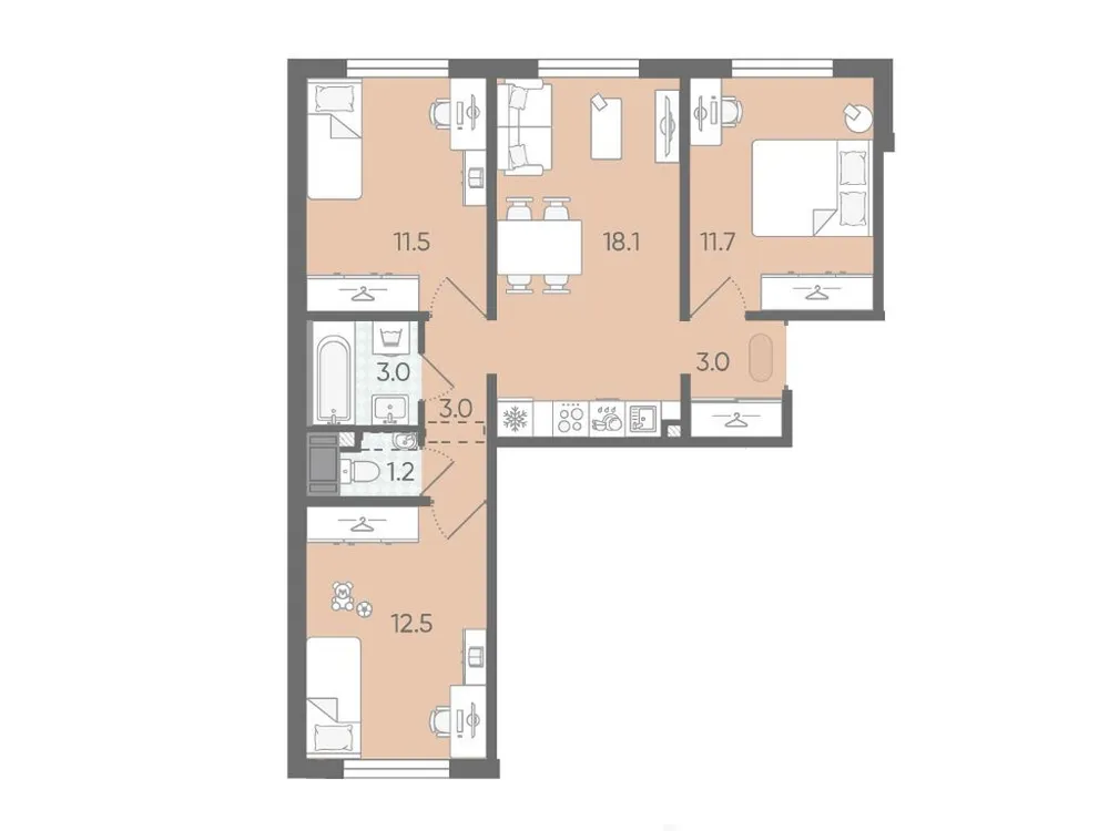 Продается 3-комнатная квартира, 64 м² - Фото 1