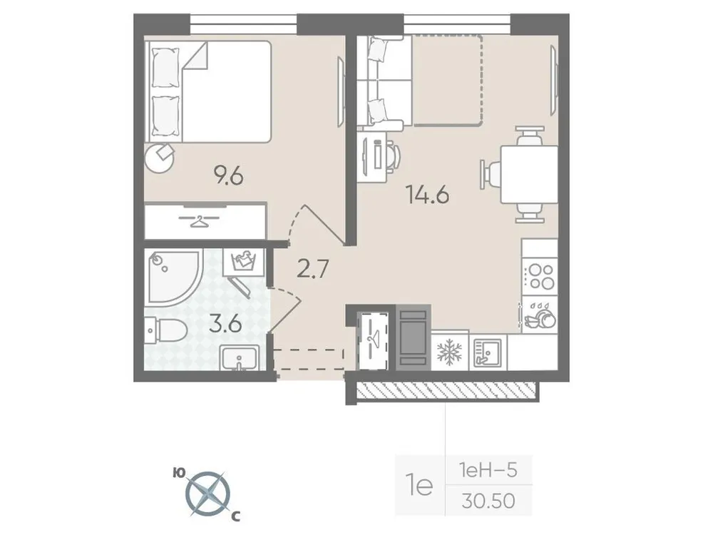 Продается 1-комнатная квартира, 30,5 м² - Фото 1