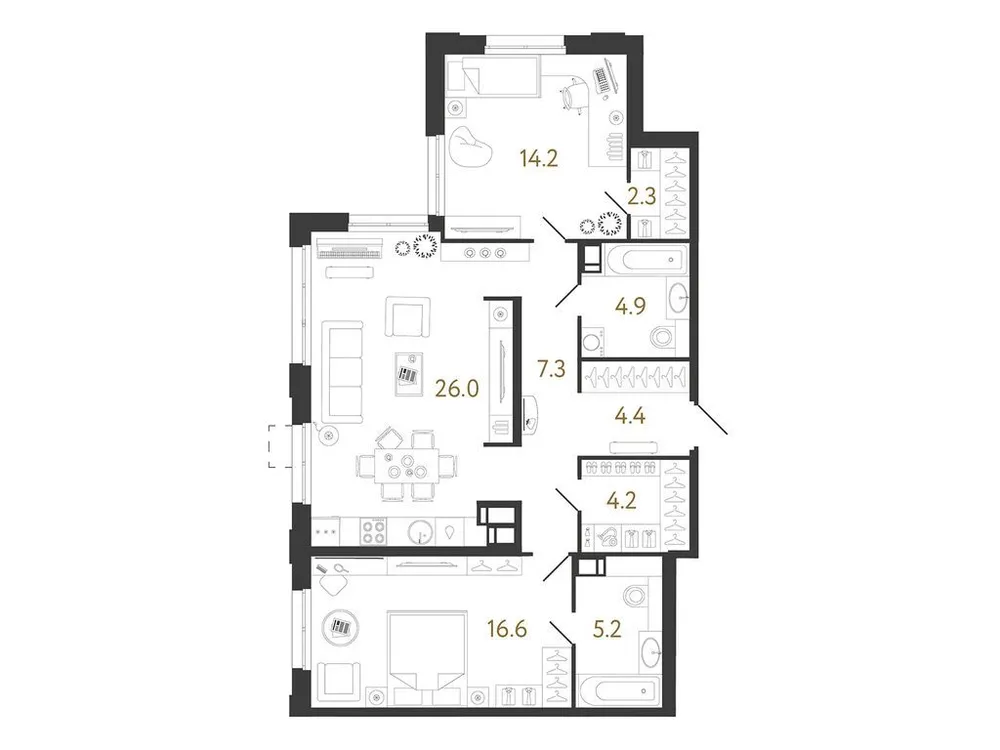 Продается 2-комнатная квартира, 85,1 м² - Фото 1