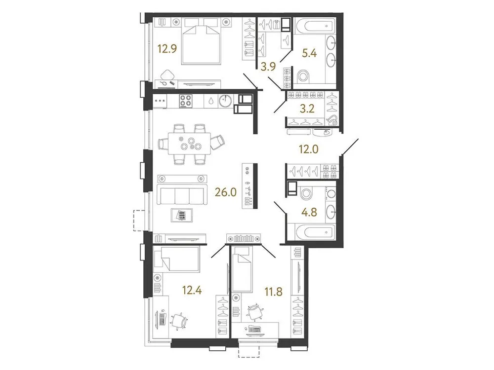 Продается 3-комнатная квартира, 92,4 м² - Фото 1