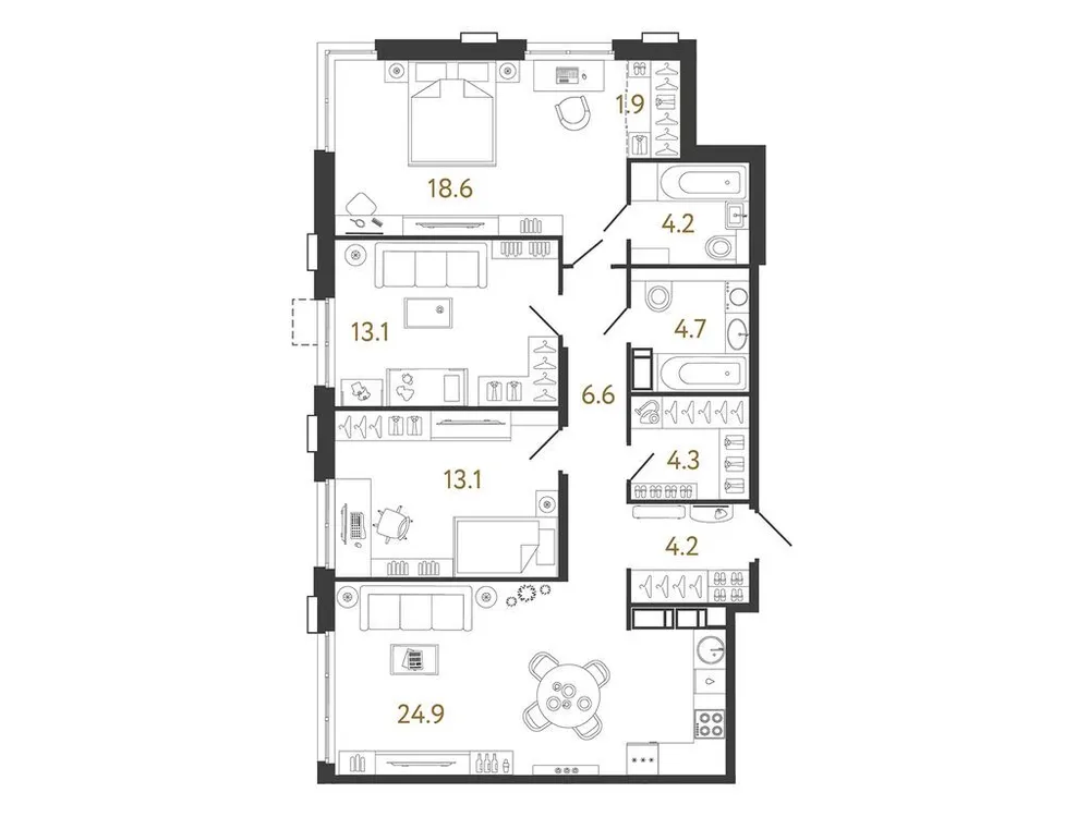Продается 3-комнатная квартира, 95,6 м² - Фото 1
