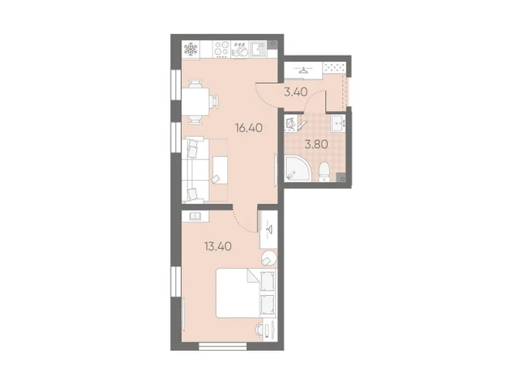 Продается 1-комнатная квартира, 37 м² - Фото 1