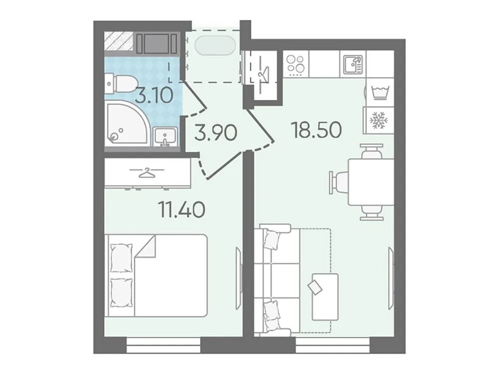 Продается 1-комнатная квартира, 37,1 м² - Фото 1