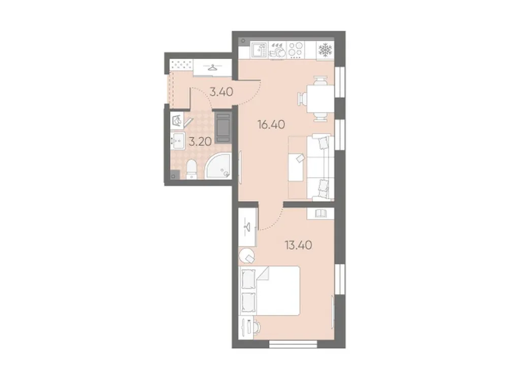 Продается 1-комнатная квартира, 36,4 м² - Фото 1