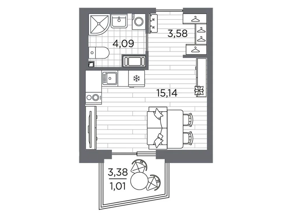 Продается студия, 23,8 м² - Фото 1