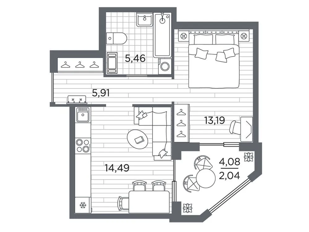 Продается 1-комнатная квартира, 41,1 м² - Фото 1