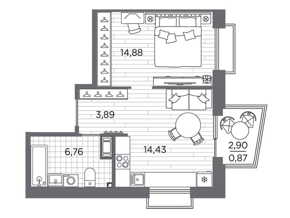 Продается 1-комнатная квартира, 40,8 м² - Фото 1