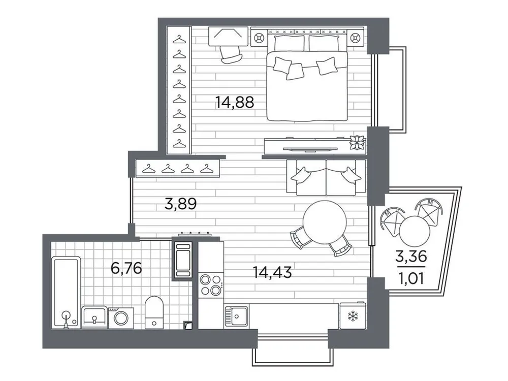 Продается 1-комнатная квартира, 41 м² - Фото 1