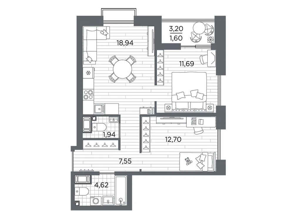 Продается 2-комнатная квартира, 59 м² - Фото 1