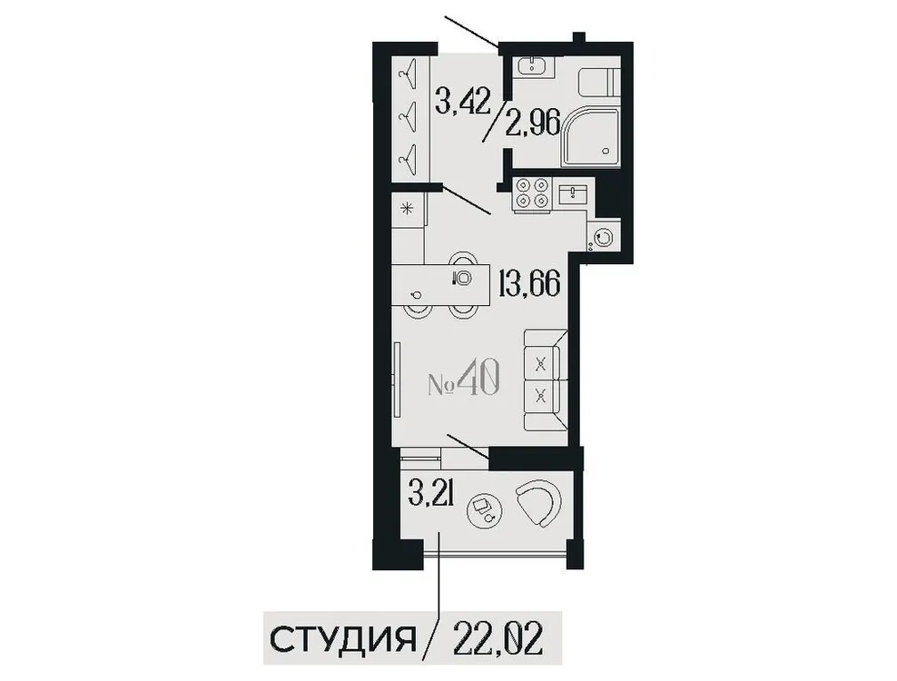 Продается студия, 22 м² - Фото 1