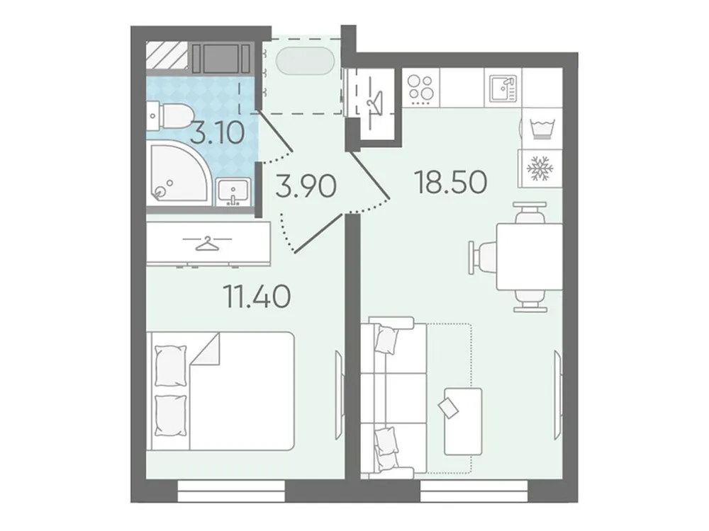 Продается 1-комнатная квартира, 37,2 м² - Фото 1