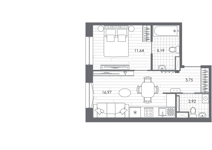Продается 1-комнатная квартира, 40,3 м² - Фото 1