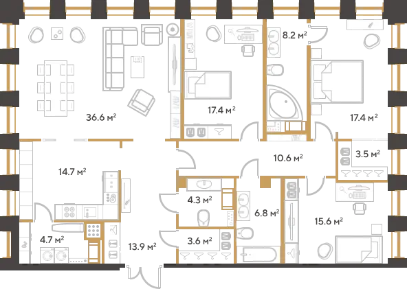 Продается 3-комнатная квартира, 157,3 м² - Фото 1