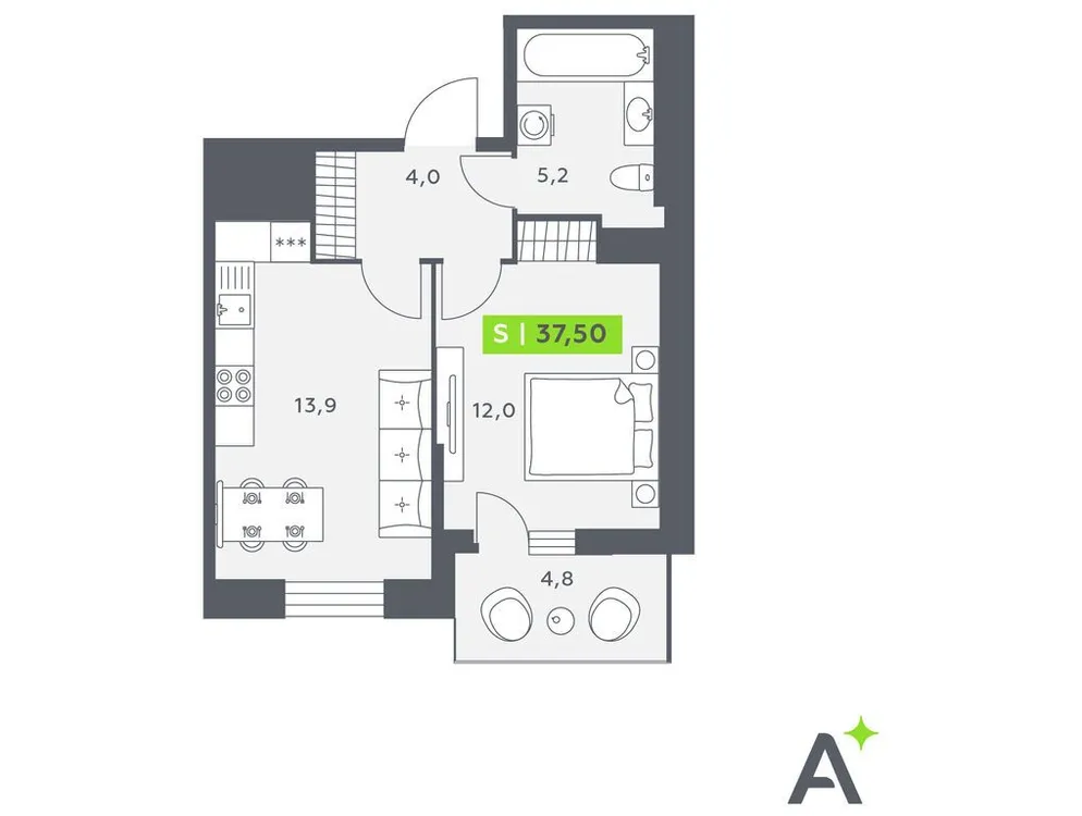 Продается 2-комнатная квартира, 37,5 м² - Фото 1