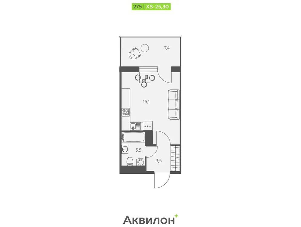 Продается студия, 25,3 м² - Фото 1