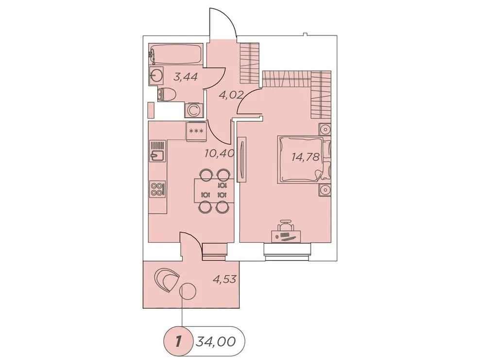 Продается 1-комнатная квартира, 34 м² - Фото 1