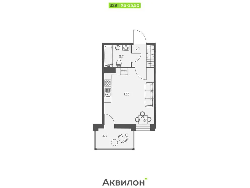 Продается студия, 25,5 м² - Фото 1