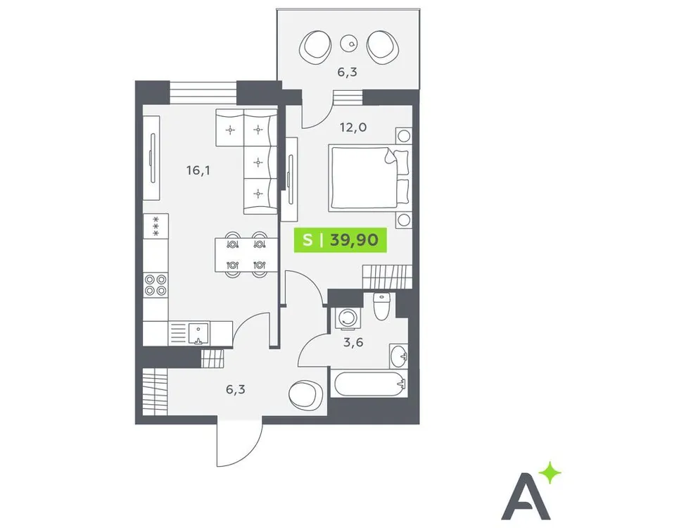 Продается 2-комнатная квартира, 39,9 м² - Фото 1