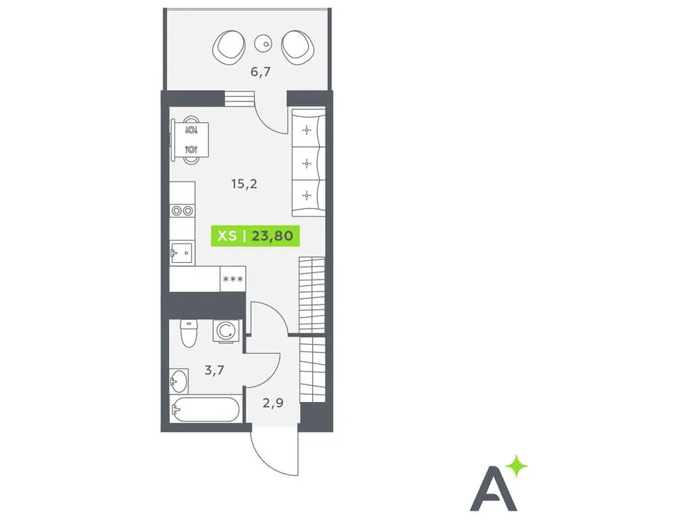 Продается студия, 23,8 м² - Фото 1