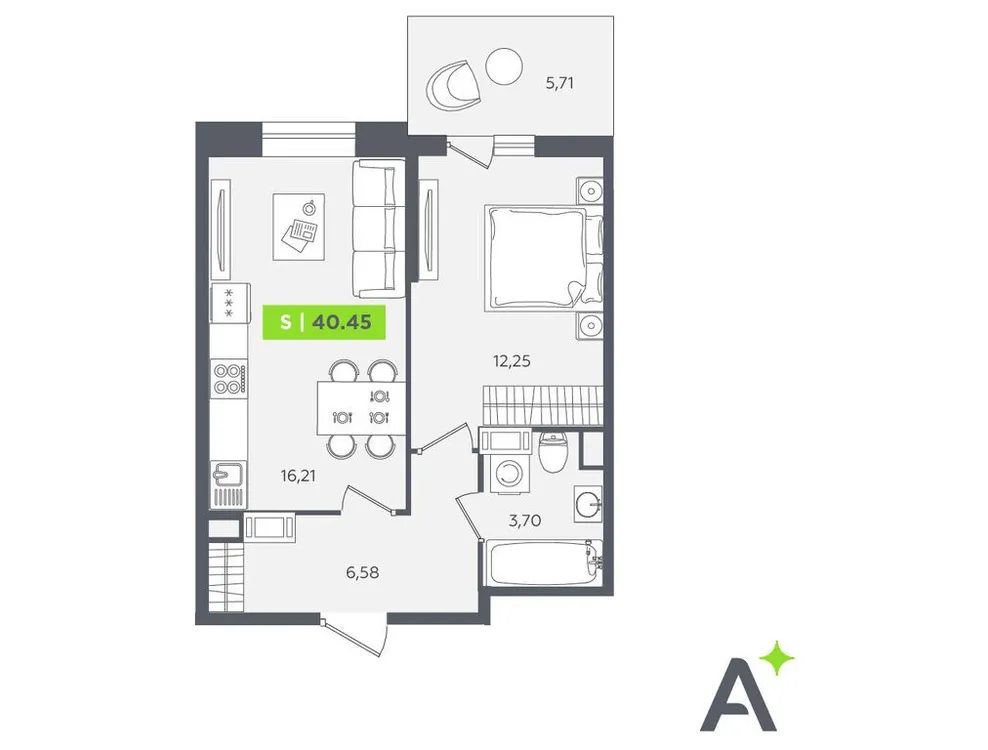 Продается 2-комнатная квартира, 40 м² - Фото 1