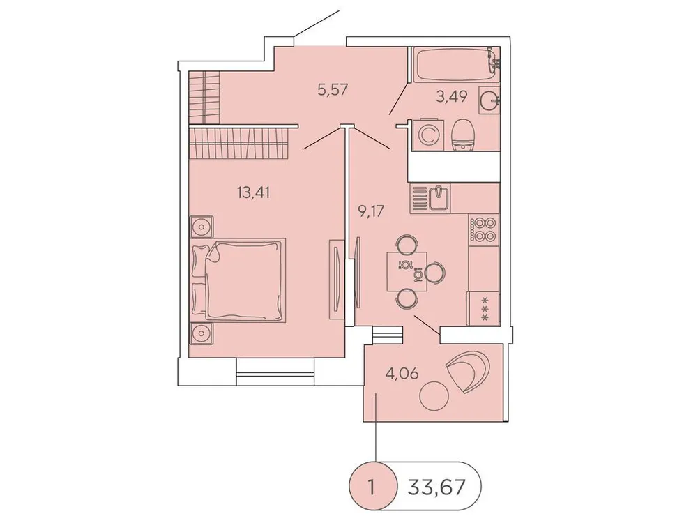 Продается 1-комнатная квартира, 33,6 м² - Фото 1