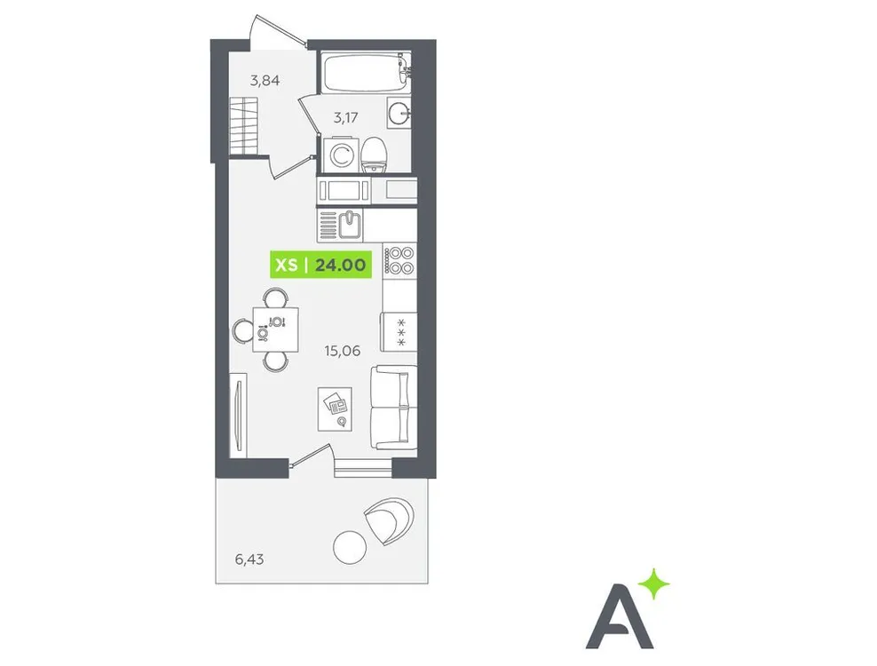 Продается студия, 22,9 м² - Фото 1