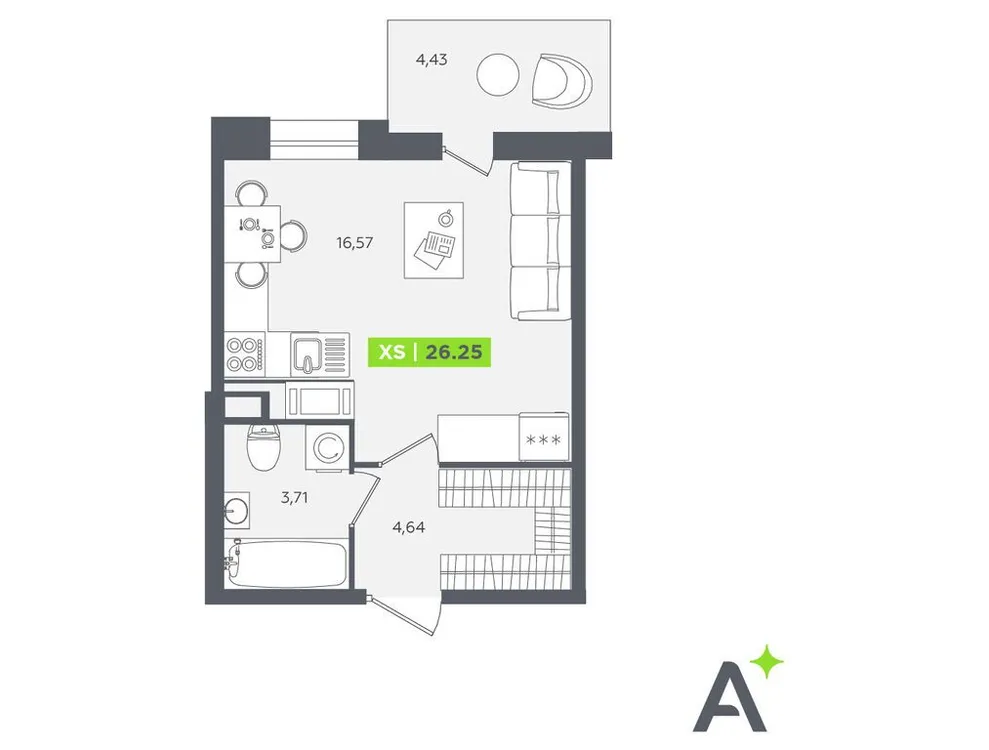 Продается студия, 26,2 м² - Фото 1