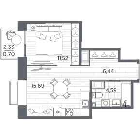 Продается 1-комнатная квартира, 38,9 м² - Фото 1