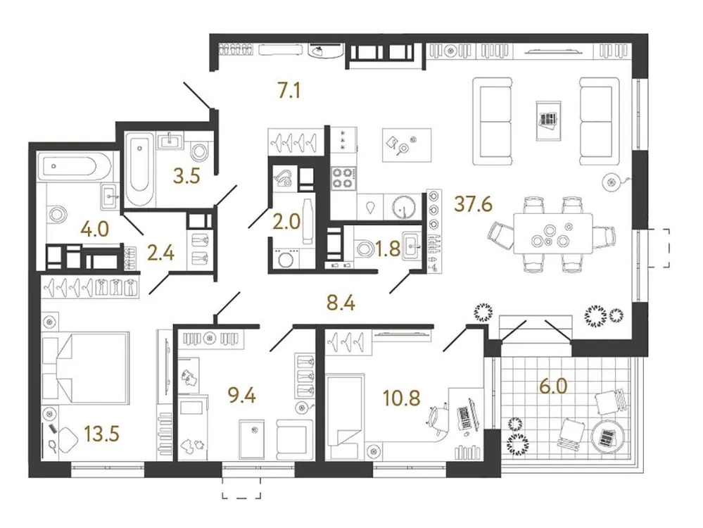 Продается 3-комнатная квартира, 100,5 м² - Фото 1