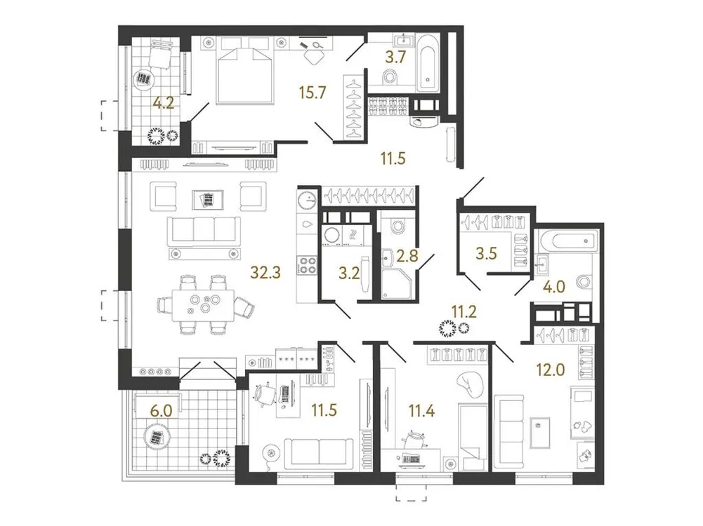 Продается 4-комнатная квартира, 122,8 м² - Фото 1