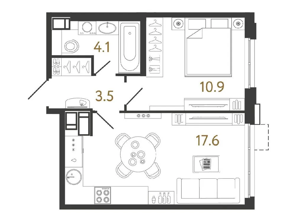 Продается 1-комнатная квартира, 36,1 м² - Фото 1