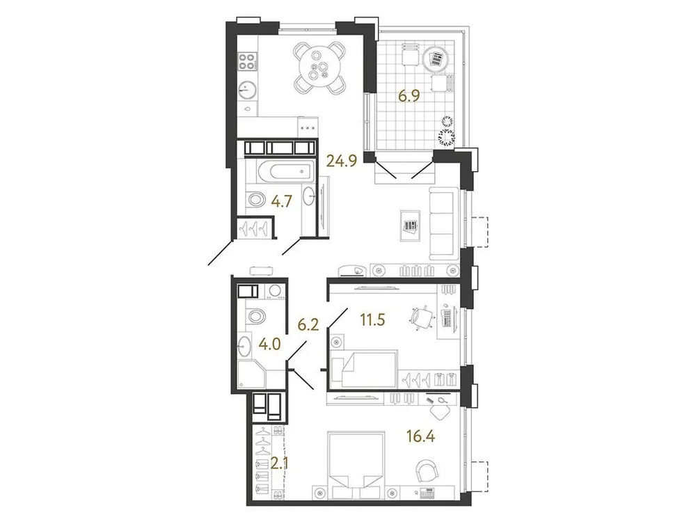 Продается 2-комнатная квартира, 69,8 м² - Фото 1