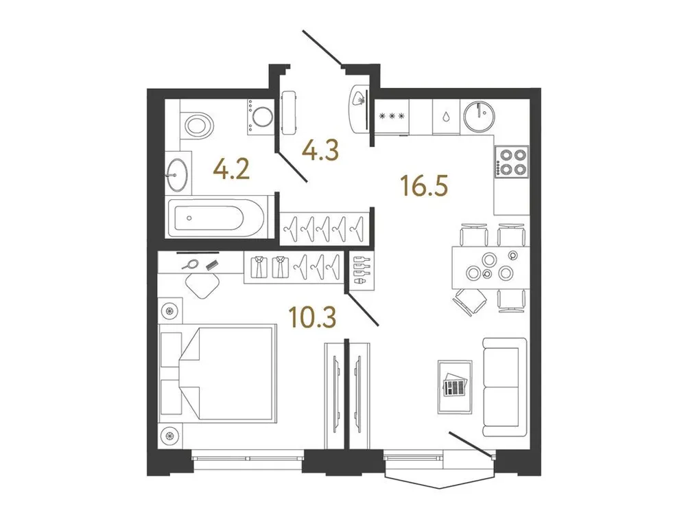 Продается 1-комнатная квартира, 35,3 м² - Фото 1