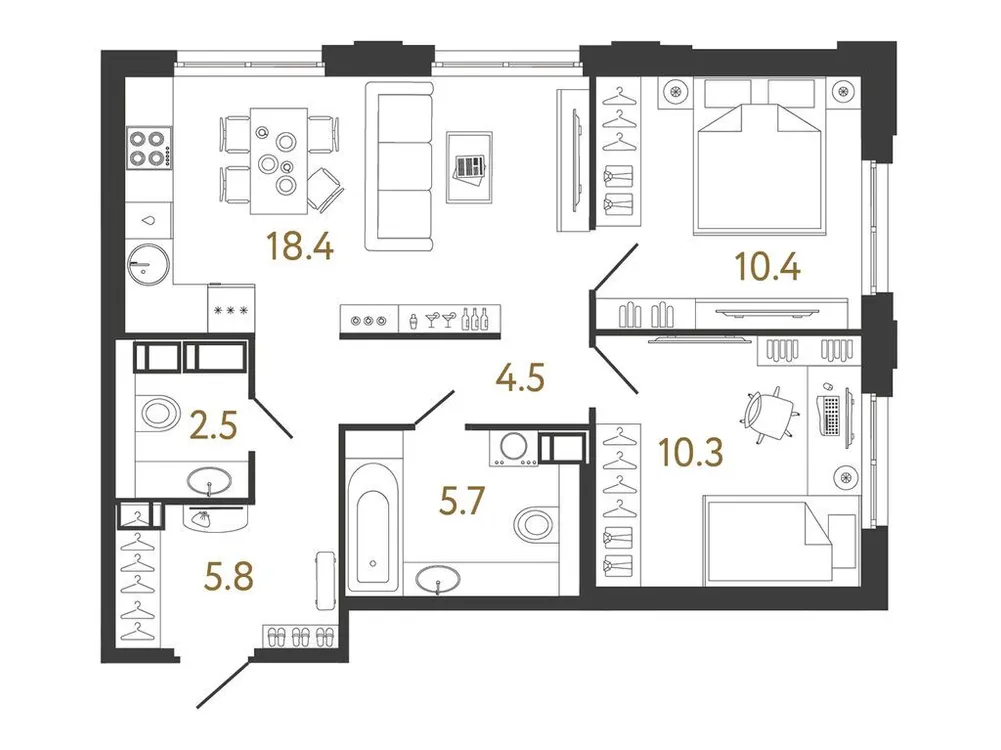 Продается 2-комнатная квартира, 57,6 м² - Фото 1